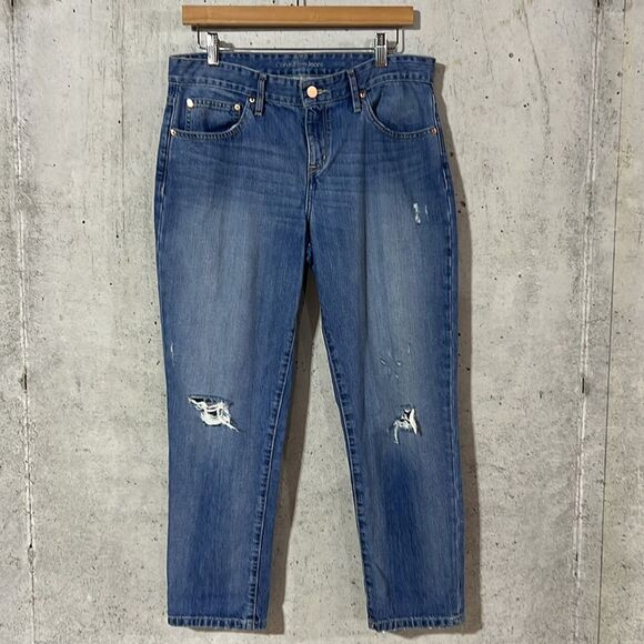 Calvin Klein Midrise Distressed Boyfriend Denim Jeans Size 28 6 Small - Picture 1 of 10